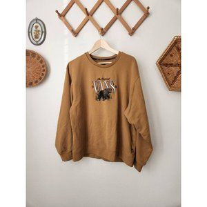 Vans mustard gold unisex sweatshirt embroidered bear 1966 L midweight